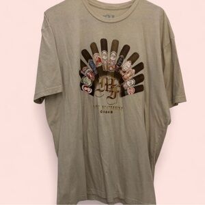 Beige Graphic Tee With My Father Cigar Print